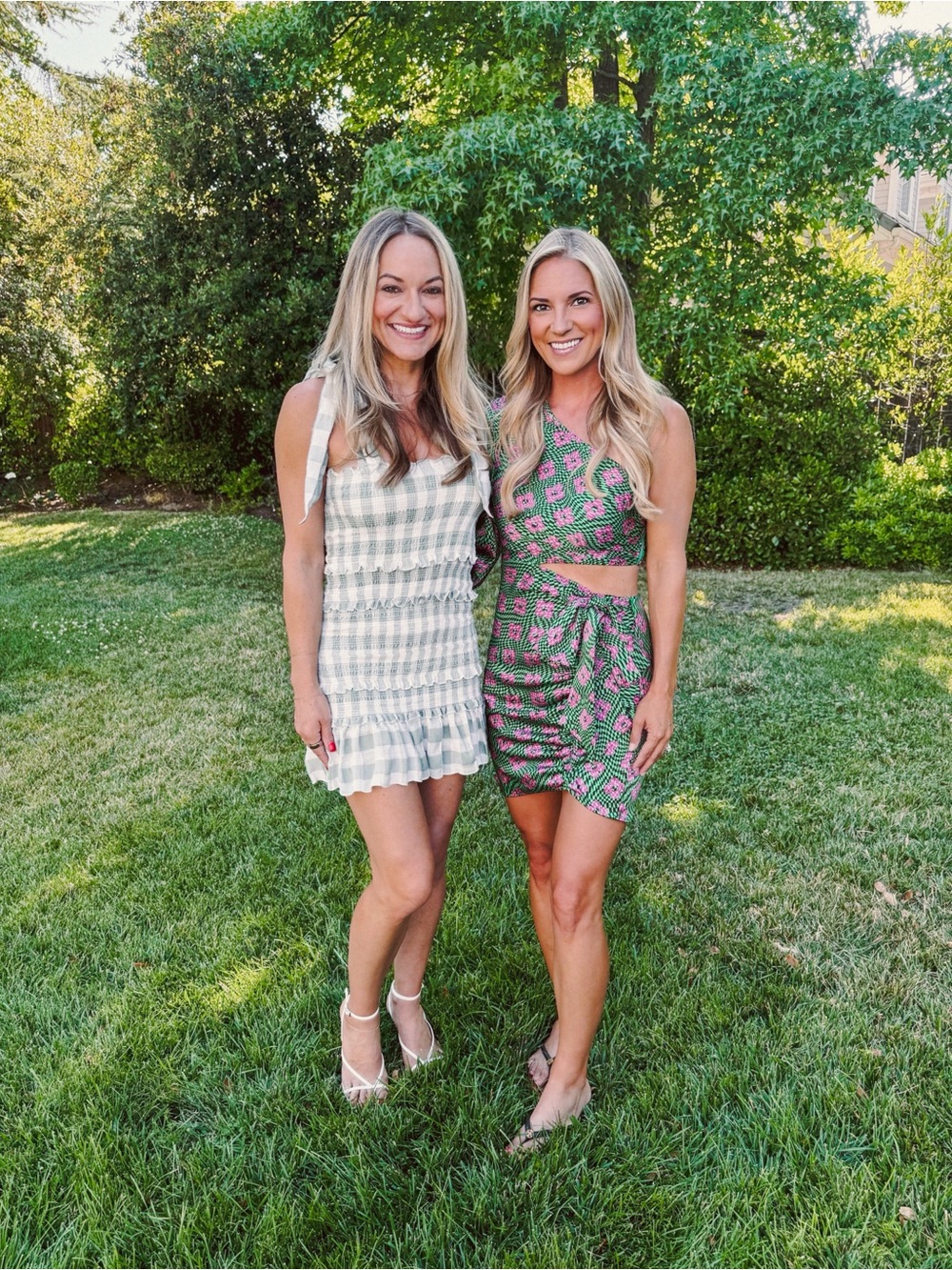 Gingham Smocked Tie-Shoulder Mini Dress in Light Green and White - Picture 2 of 3